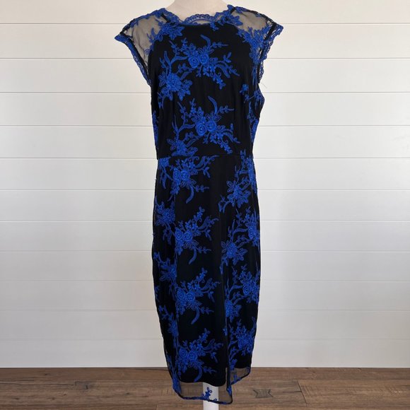 Blue Embroidered Adrienne Papell Dress - Picture 4 of 4
